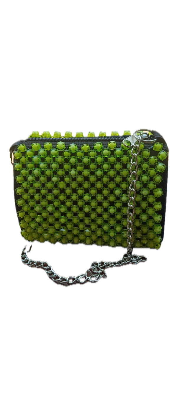 Small Green Beaded Stone Handbag