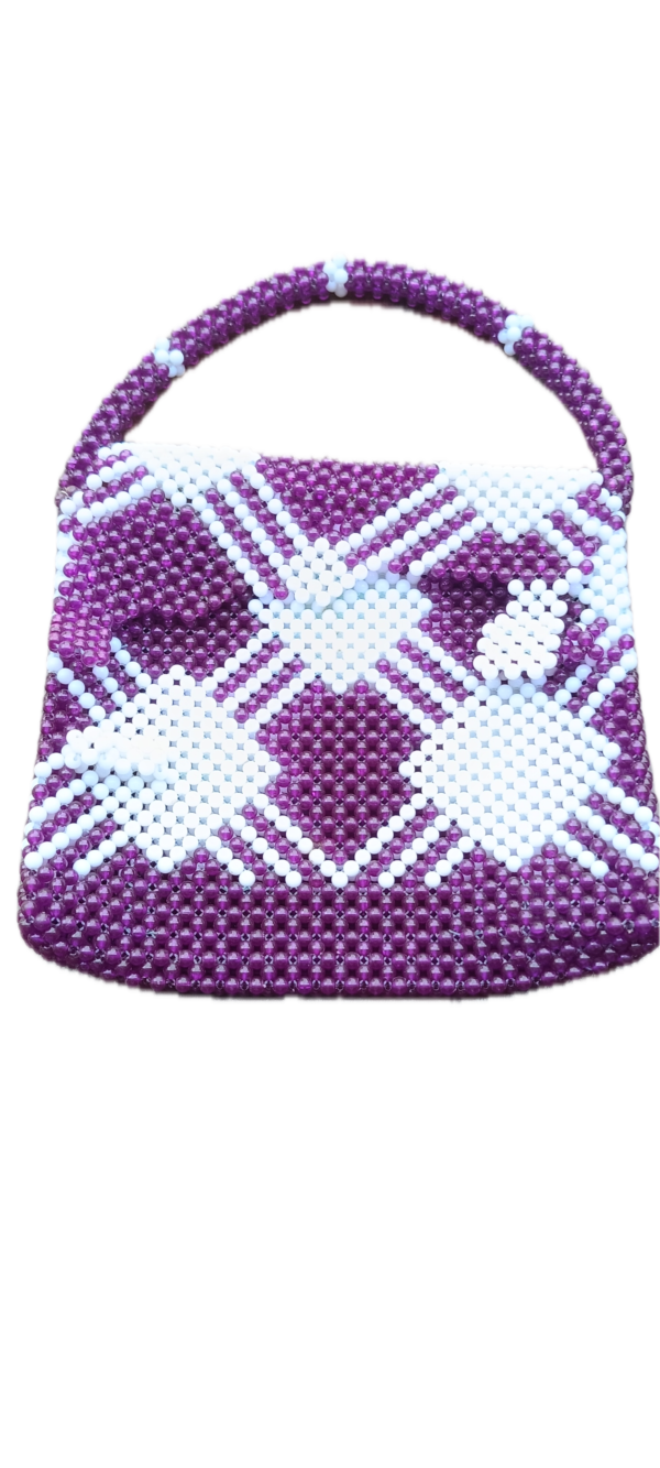 Small Purple and White Beaded Handbag